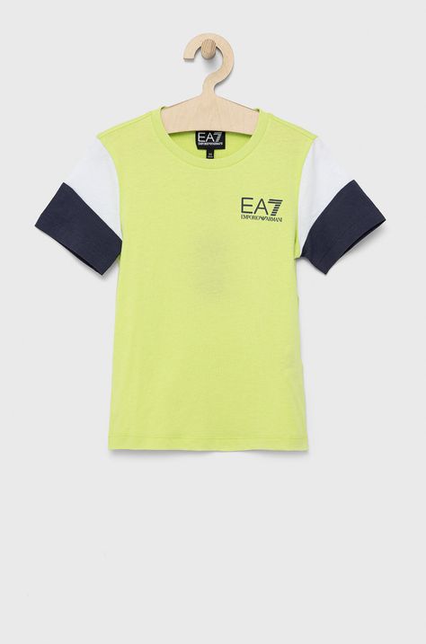 Detské bavlnené tričko EA7 Emporio Armani