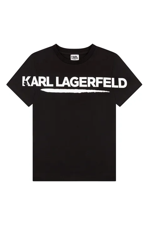 Karl Lagerfeld t-shirt bawełniany dziecięcy Z25336.162.174 kolor czarny z nadrukiem