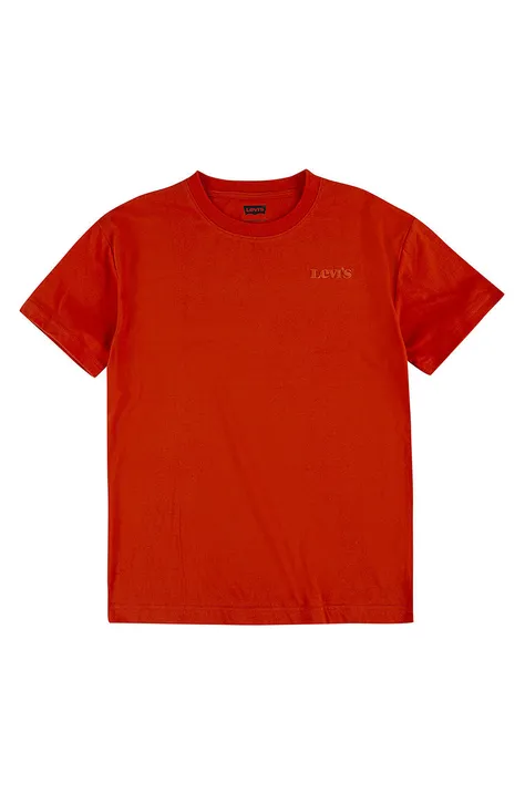 Детская хлопковая футболка Levi's цвет красный однотонная