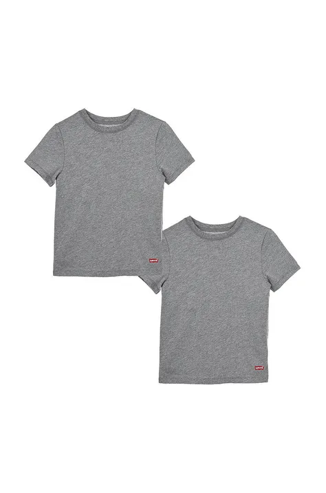Detské tričko Levi's šedá farba, jednofarebné