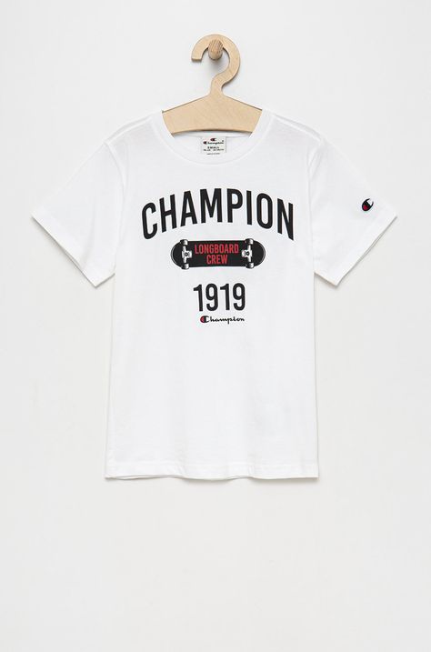 Champion tricou de bumbac pentru copii 305993 culoarea alb, cu imprimeu