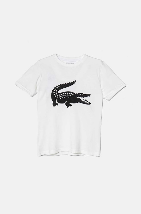 Дитяча футболка Lacoste колір білий з принтом