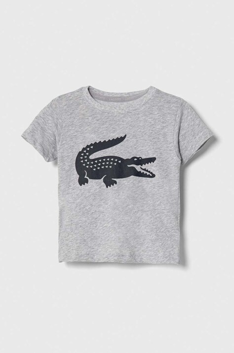 Lacoste tricou copii culoarea gri, cu imprimeu