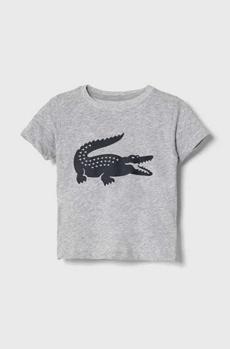 Дитяча футболка Lacoste колір сірий з принтом