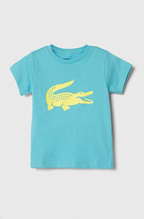 Дитяча футболка Lacoste колір бірюзовий з принтом