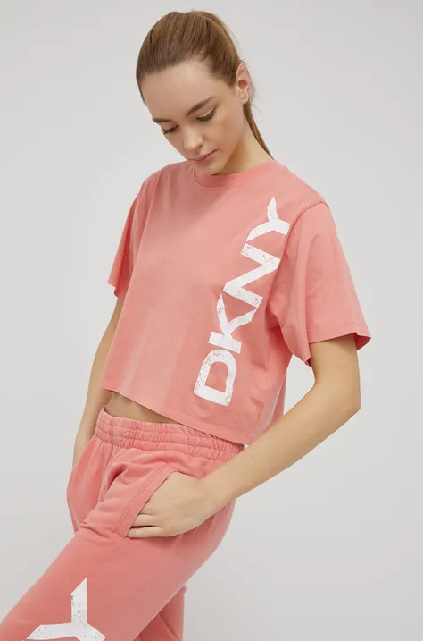 Βαμβακερό μπλουζάκι Dkny χρώμα: ροζ