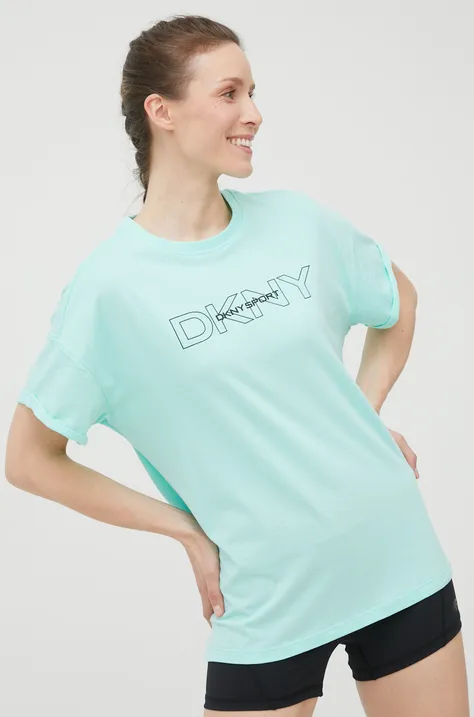 Dkny t-shirt bawełniany DP1T8483 kolor turkusowy