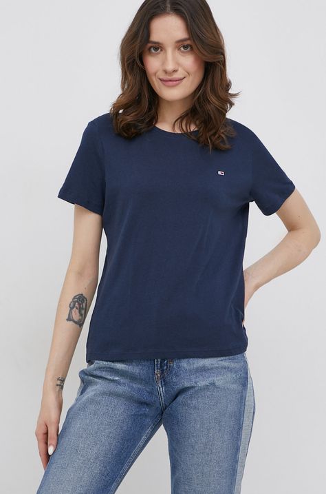 Tommy Jeans pamut póló fehér