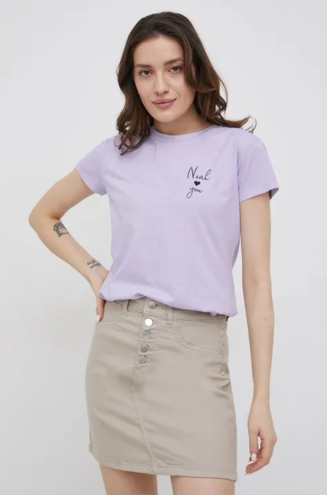 JDY T-shirt bawełniany kolor fioletowy