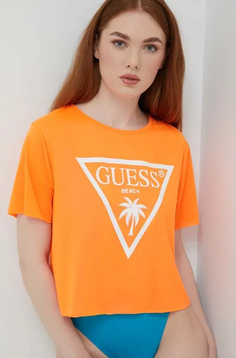 Guess tricou femei, culoarea portocaliu