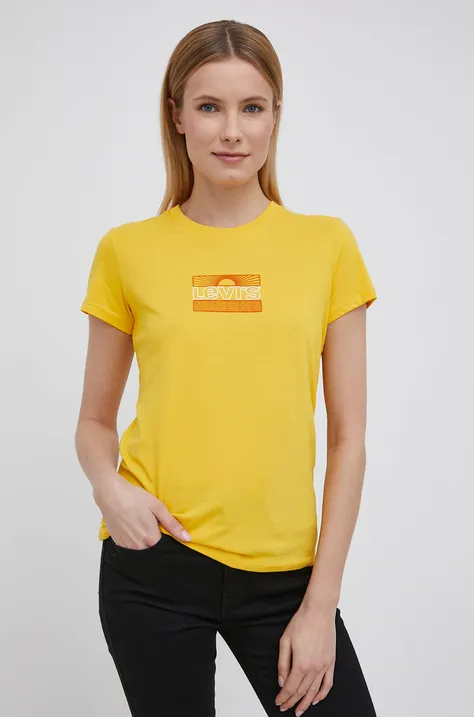 Pamučna majica Levi's boja: žuta