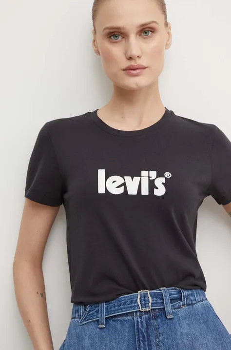 Памучна тениска Levi's в черно