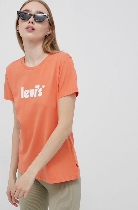 Levi's pamut póló narancssárga