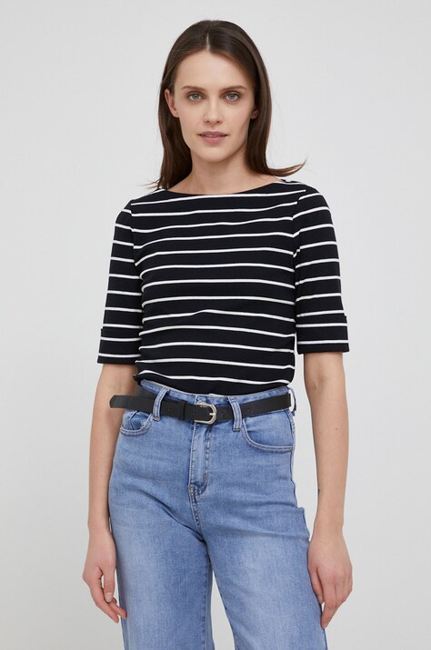 Lauren Ralph Lauren T-shirt damski bawełniany z elastanem czarny 200701085001