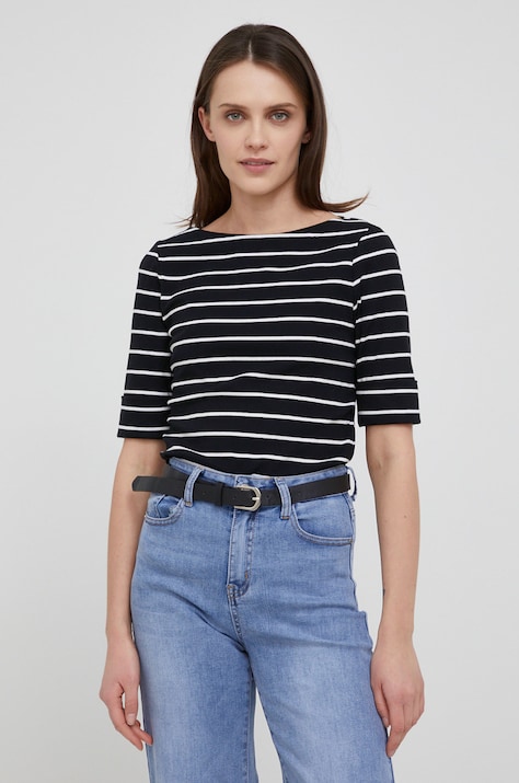 Lauren Ralph Lauren T-shirt damski bawełniany z elastanem czarny 200701085001