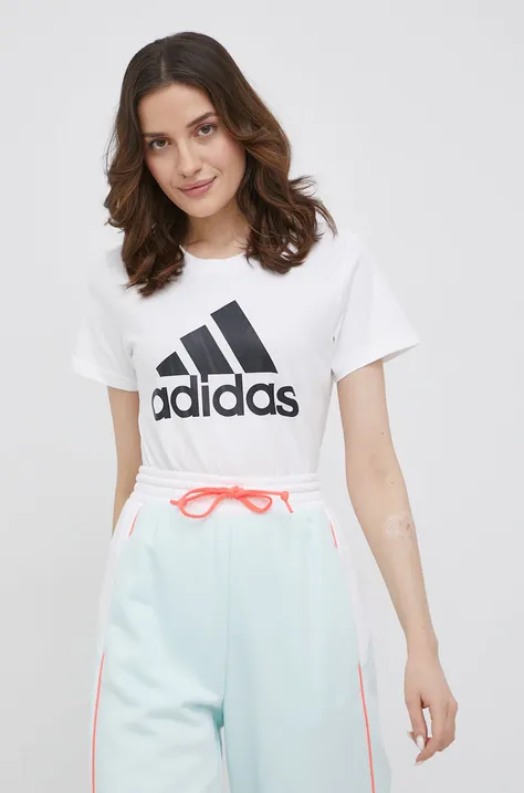 adidas T-shirt bawełniany GL0649 kolor biały