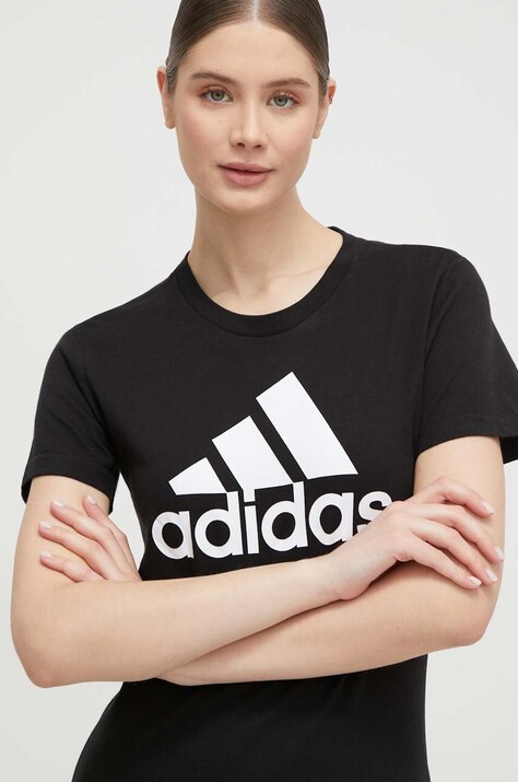 Bavlněné tričko adidas GL0722 černá barva, GL0722