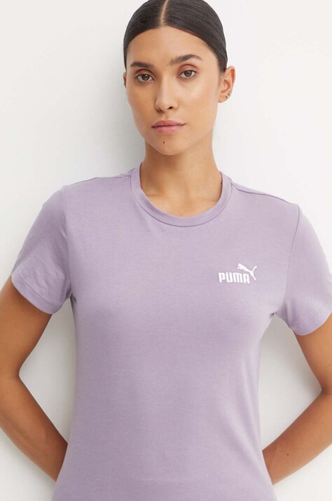 Βαμβακερό μπλουζάκι Puma χρώμα: μοβ