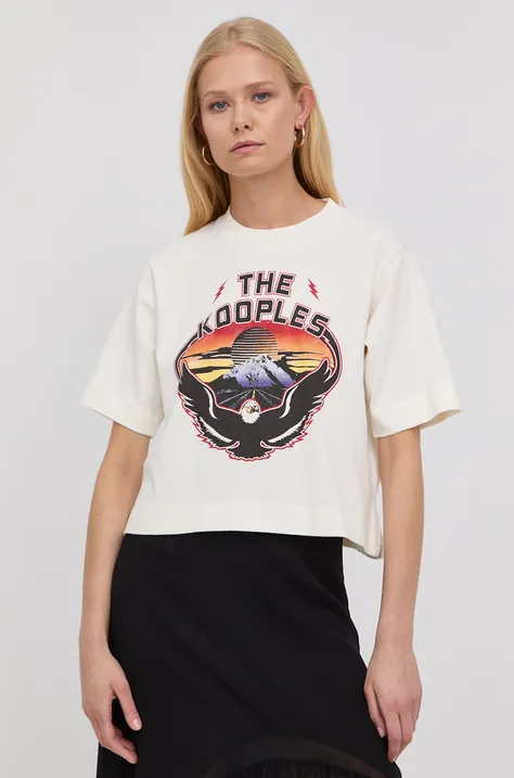 The Kooples t-shirt bawełniany kolor beżowy