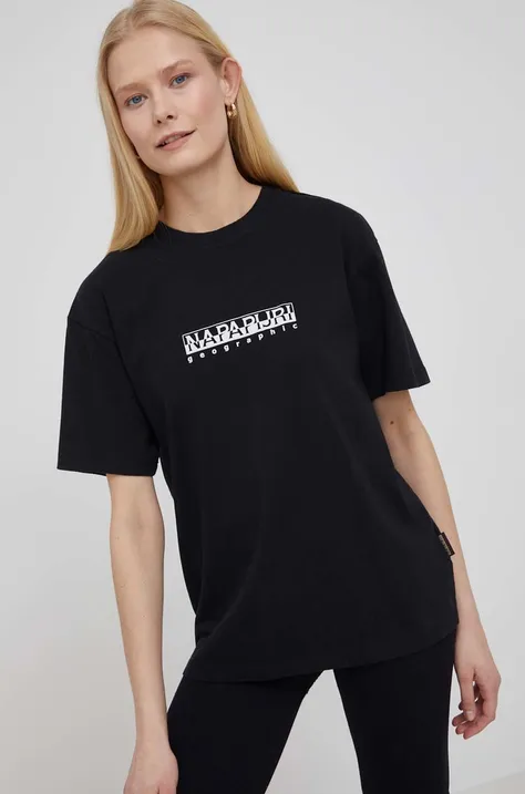 Bavlněné tričko Napapijri S-Box černá barva, NP0A4GDD0411