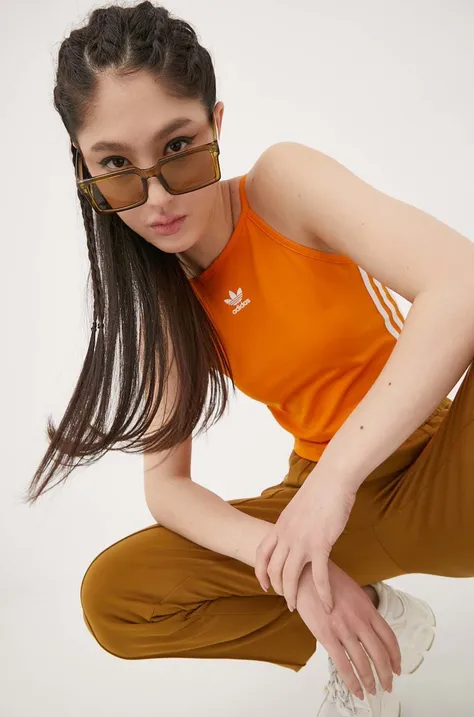 Top adidas Originals Adicolor γυναικεία, χρώμα: πορτοκαλί