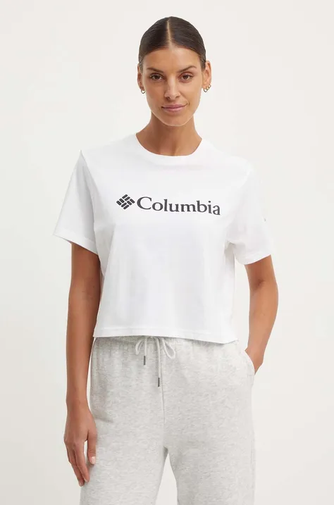 Pamučna majica Columbia North Cascades za žene, boja: bijela