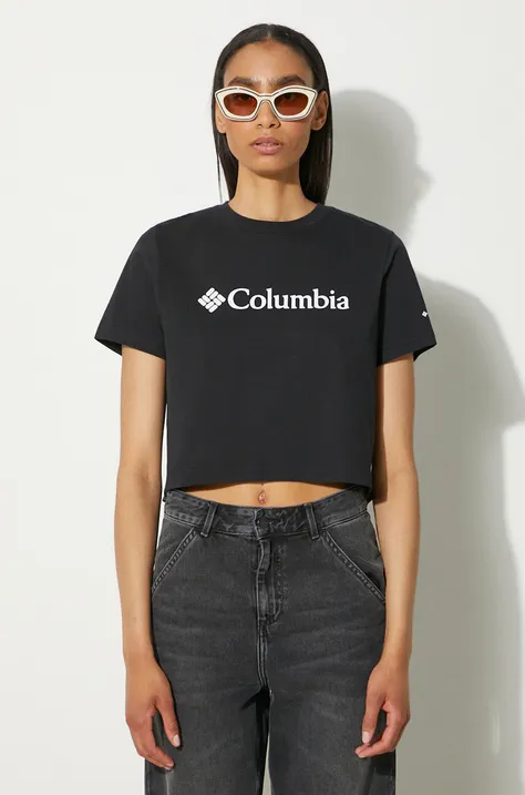 Хлопковая футболка Columbia женский цвет синий
