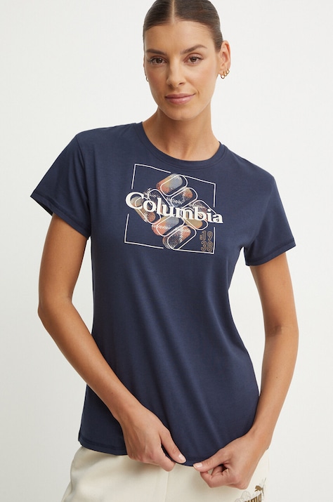 Αθλητικό μπλουζάκι Columbia Sun Trek SS Graphic χρώμα: ναυτικό μπλε