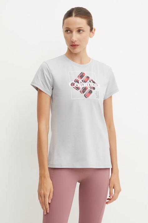 Columbia tricou sport Sun Trek SS Graphic culoarea alb, 1931753