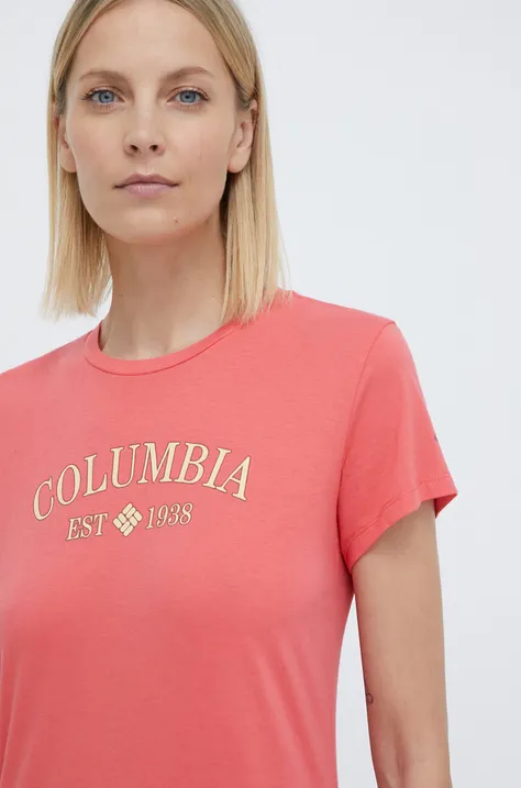 Kratka majica Columbia ženski, rdeča barva