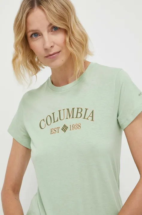 Μπλουζάκι Columbia χρώμα: πράσινο