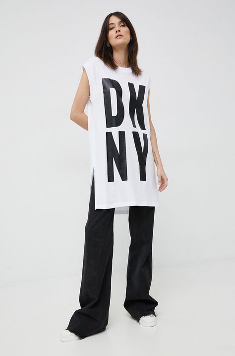 Μπλουζάκι DKNY χρώμα: άσπρο