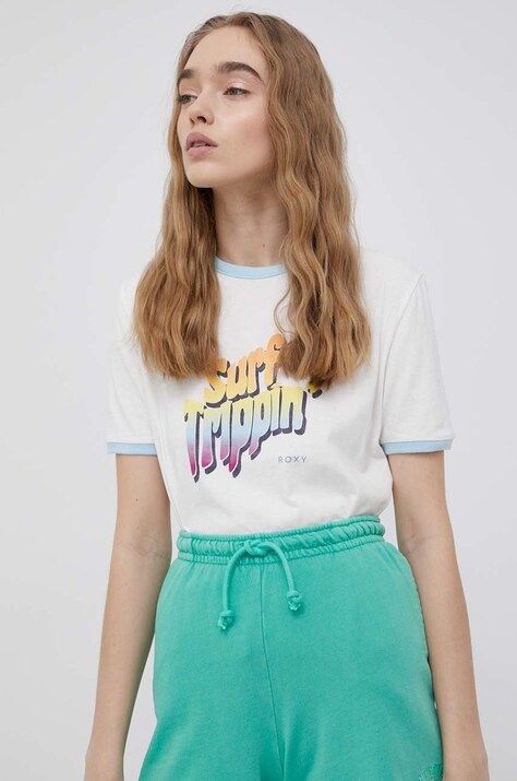Roxy tricou din bumbac culoarea alb