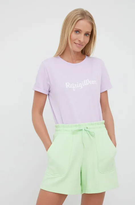 Kratka majica RefrigiWear ženski, vijolična barva