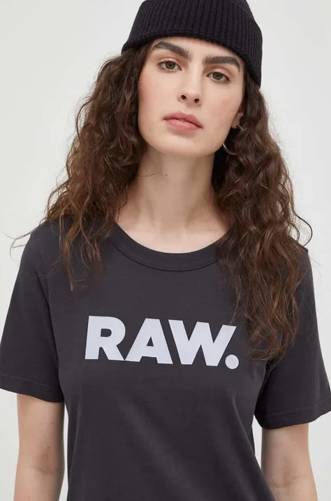 Bombažna kratka majica G-Star Raw siva barva
