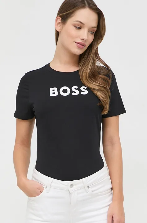 Бавовняна футболка BOSS колір чорний