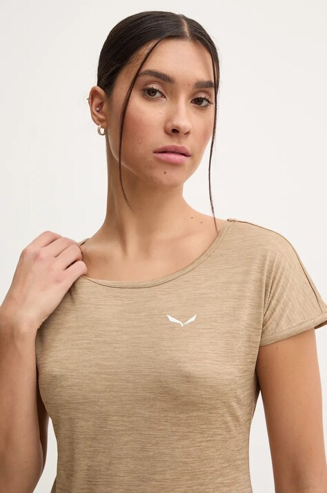 Salewa tricou sport Puez Melange culoarea bej, 00.0000026538