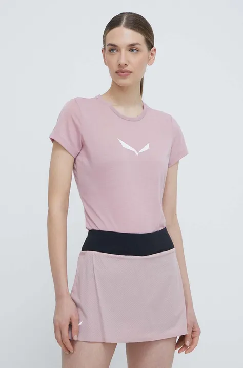 Salewa t-shirt sportowy Solid Dry kolor różowy 00-0000027019