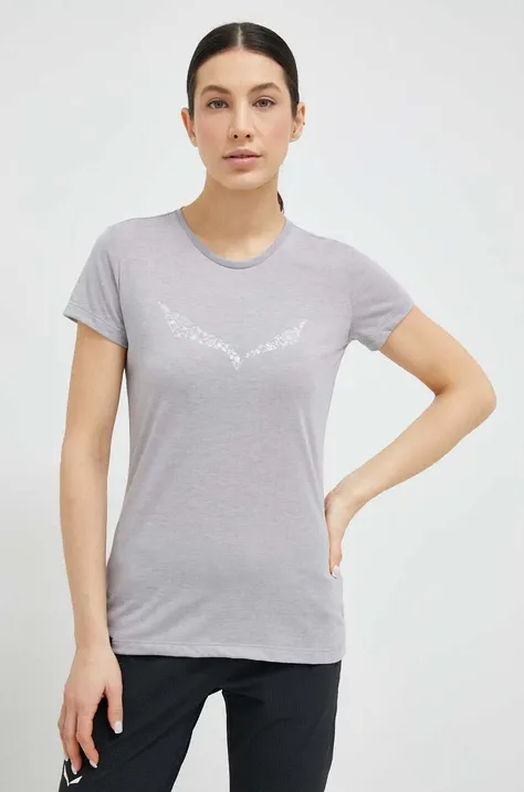 Salewa t-shirt sportowy Solid Dry kolor szary 00-0000027019