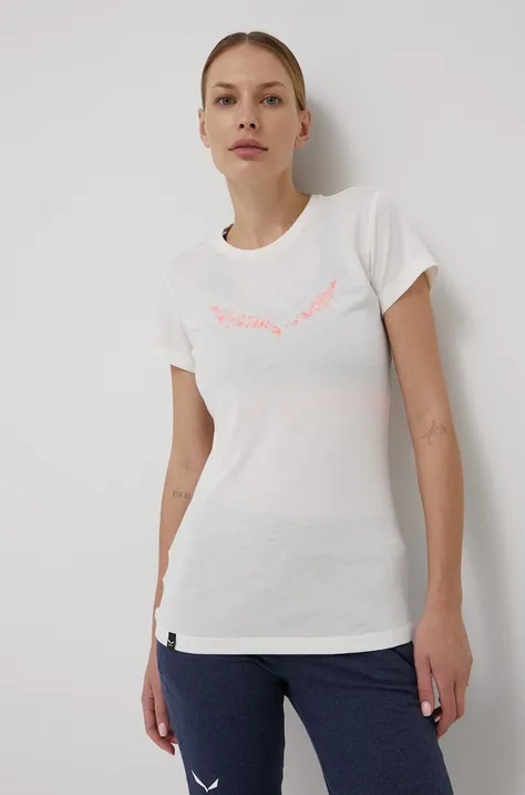 Αθλητικό μπλουζάκι Salewa Solidlogo χρώμα: άσπρο