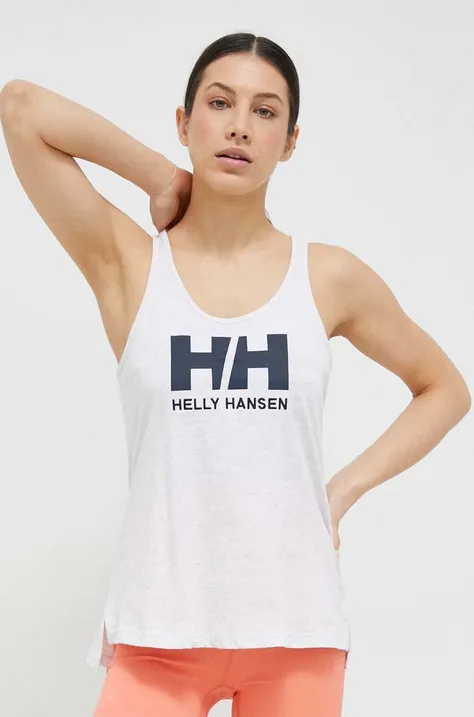 Βαμβακερό Top Helly Hansen χρώμα: άσπρο