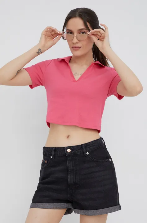 Polo tričko Brave Soul dámsky, ružová farba, s golierom