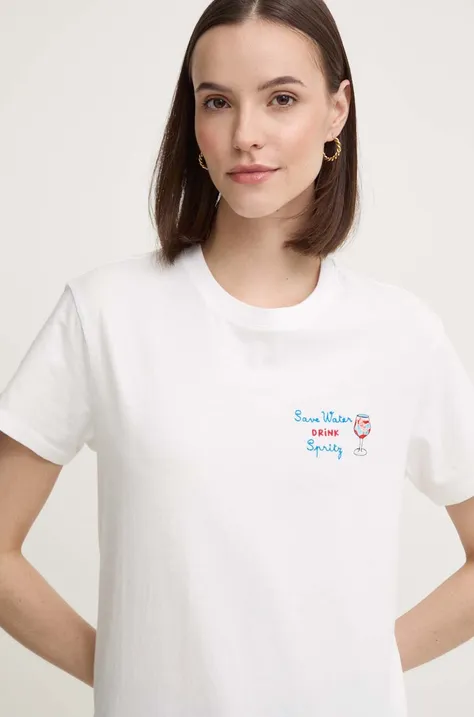 Βαμβακερό μπλουζάκι MC2 Saint Barth γυναικεία, χρώμα: άσπρο