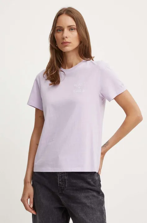 Bavlnené tričko MC2 Saint Barth dámsky, fialová farba