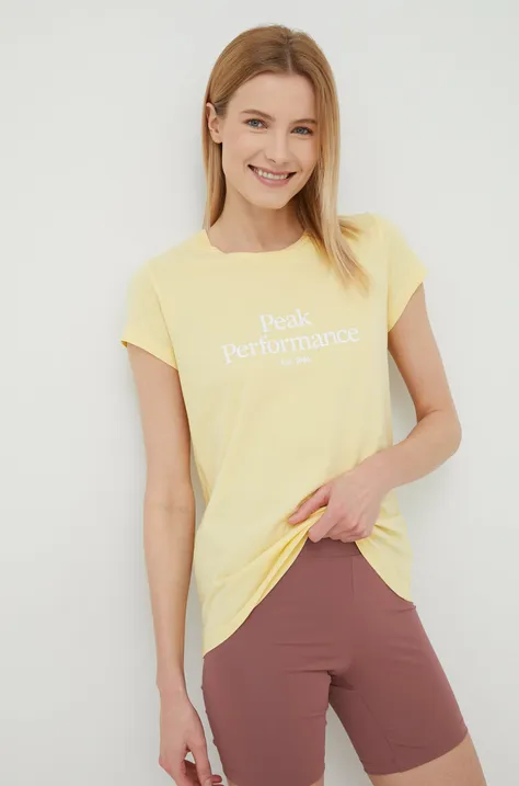 Bombažen t-shirt Peak Performance rumena barva