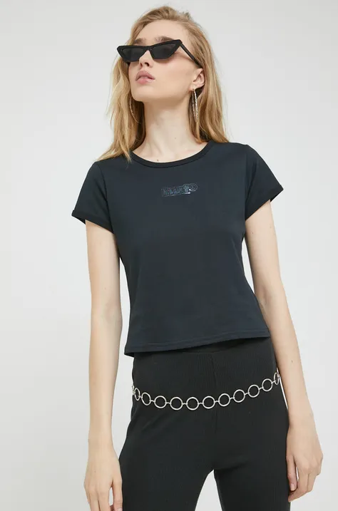 Βαμβακερό μπλουζάκι HUF χρώμα: μαύρο