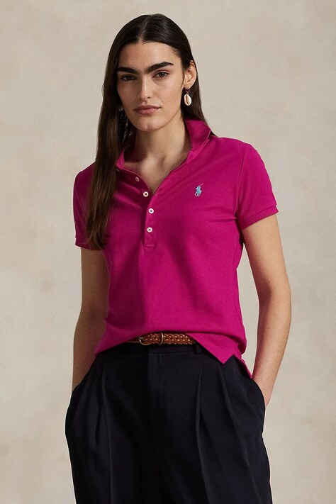 Polo Ralph Lauren polo 211870245034 damski kolor różowy z kołnierzykiem