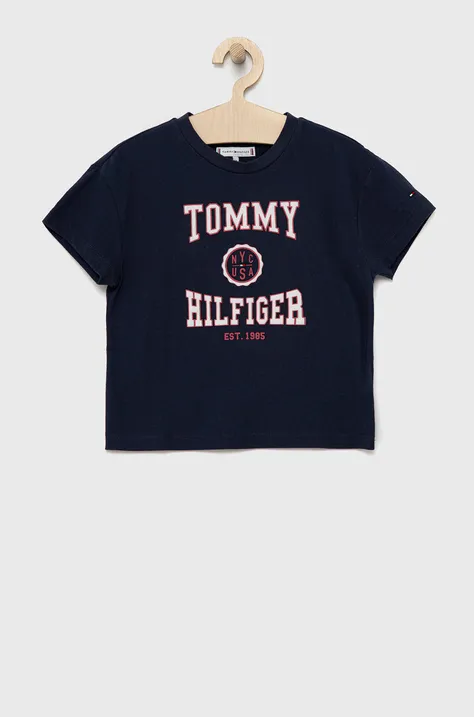 Otroška kratka majica Tommy Hilfiger mornarsko modra barva