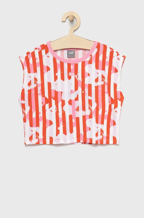 Puma t-shirt bawełniany dziecięcy 846948 kolor pomarańczowy