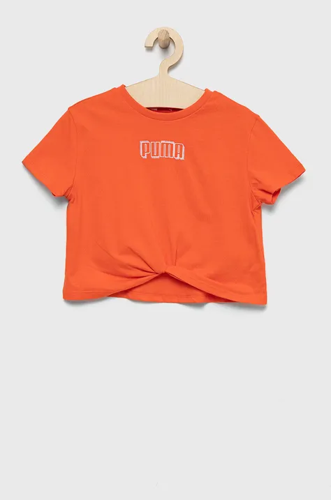 Puma t-shirt bawełniany dziecięcy 846949 kolor pomarańczowy